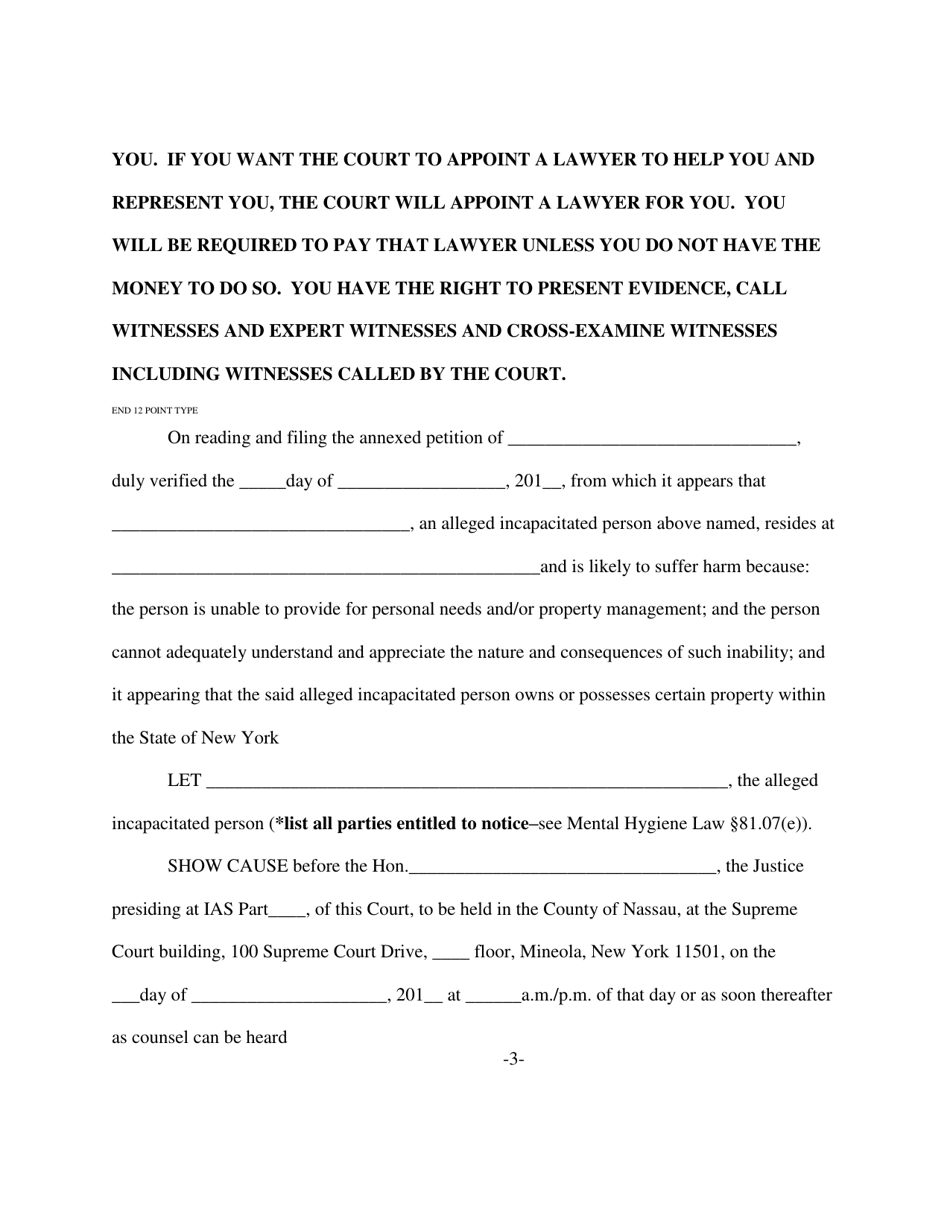 Order to Show Cause to Appoint Guardian - Nassau County, New York, Page 3