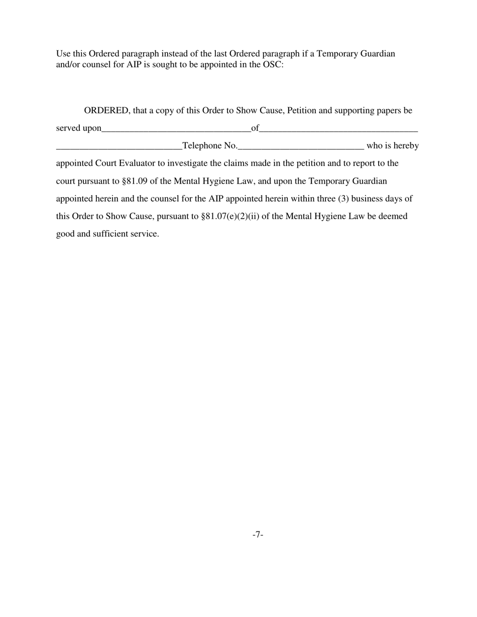 Order to Show Cause to Appoint Guardian - Nassau County, New York, Page 7