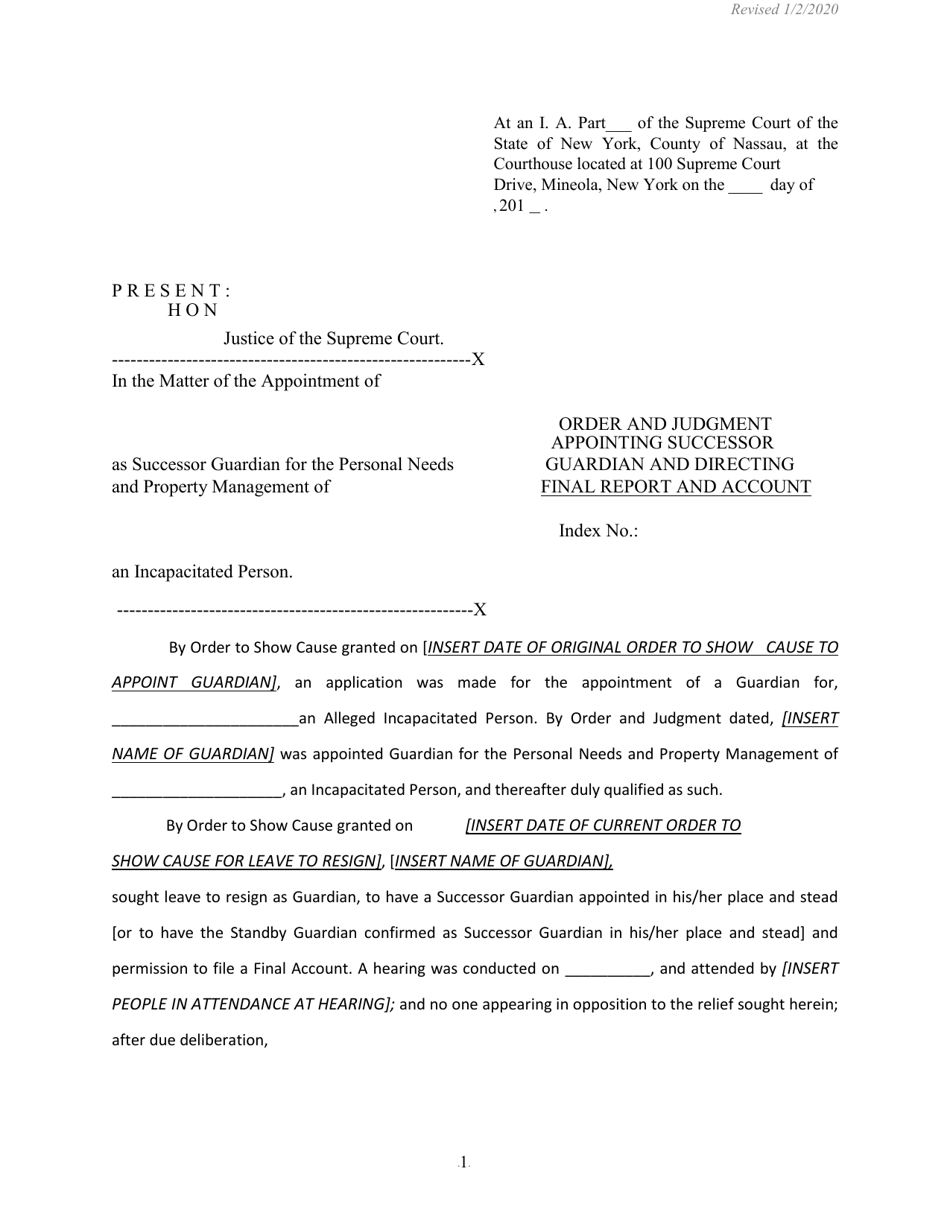 Order and Judgement Appointing Successor Guardian and Directing Final Report and Account - Nassau County, New York, Page 2
