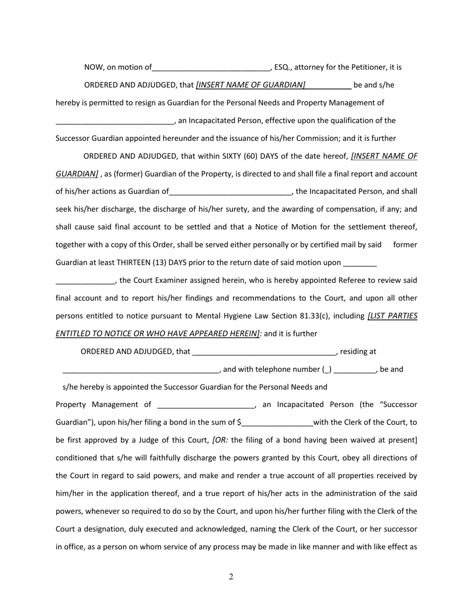 Order and Judgement Appointing Successor Guardian and Directing Final Report and Account - Nassau County, New York, Page 3