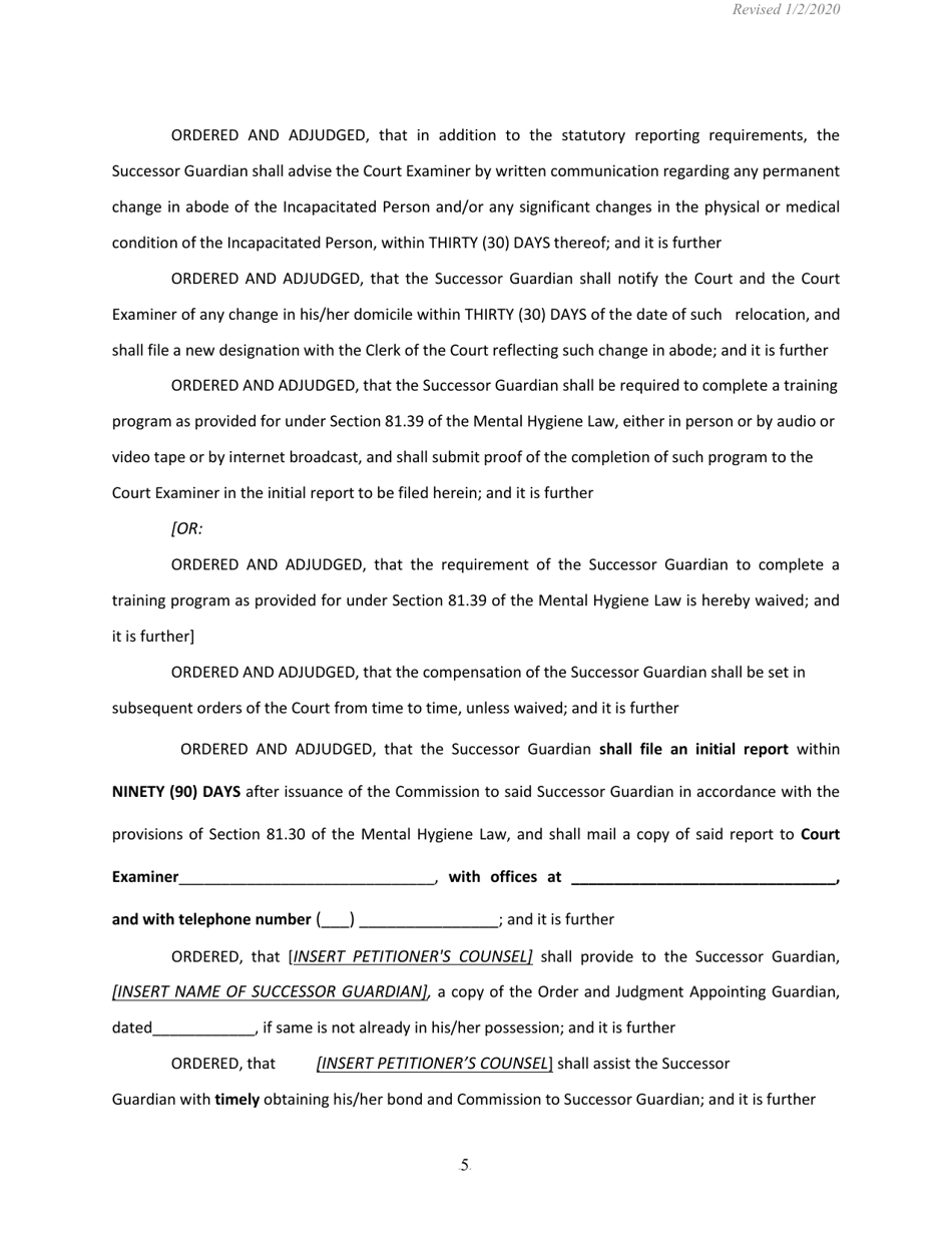 Order and Judgement Appointing Successor Guardian and Directing Final Report and Account - Nassau County, New York, Page 6