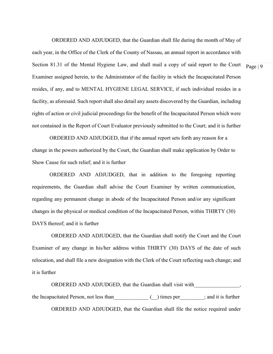 Order and Judgement Appointing Guardian - Nassau County, New York, Page 11