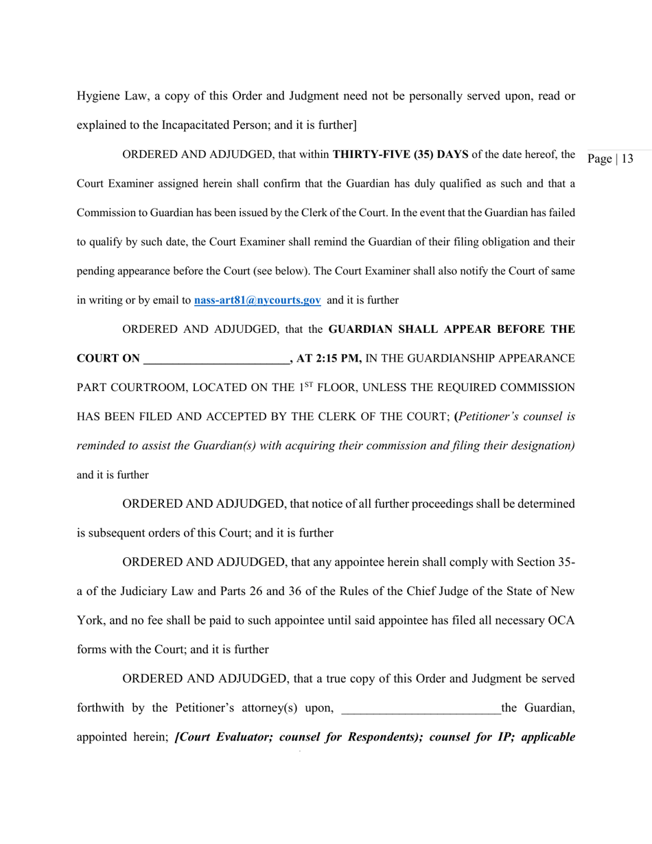Order and Judgement Appointing Guardian - Nassau County, New York, Page 15