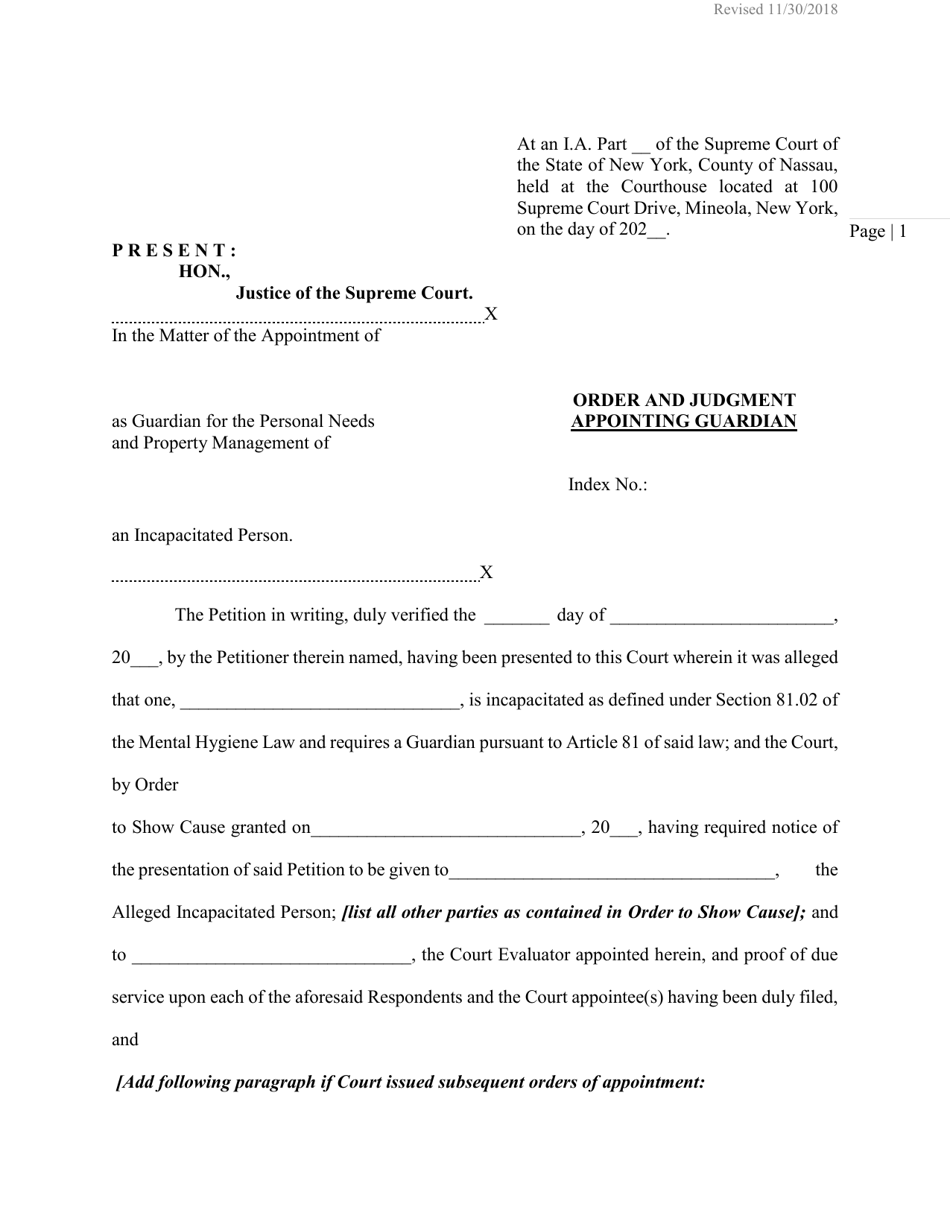 Order and Judgement Appointing Guardian - Nassau County, New York, Page 3
