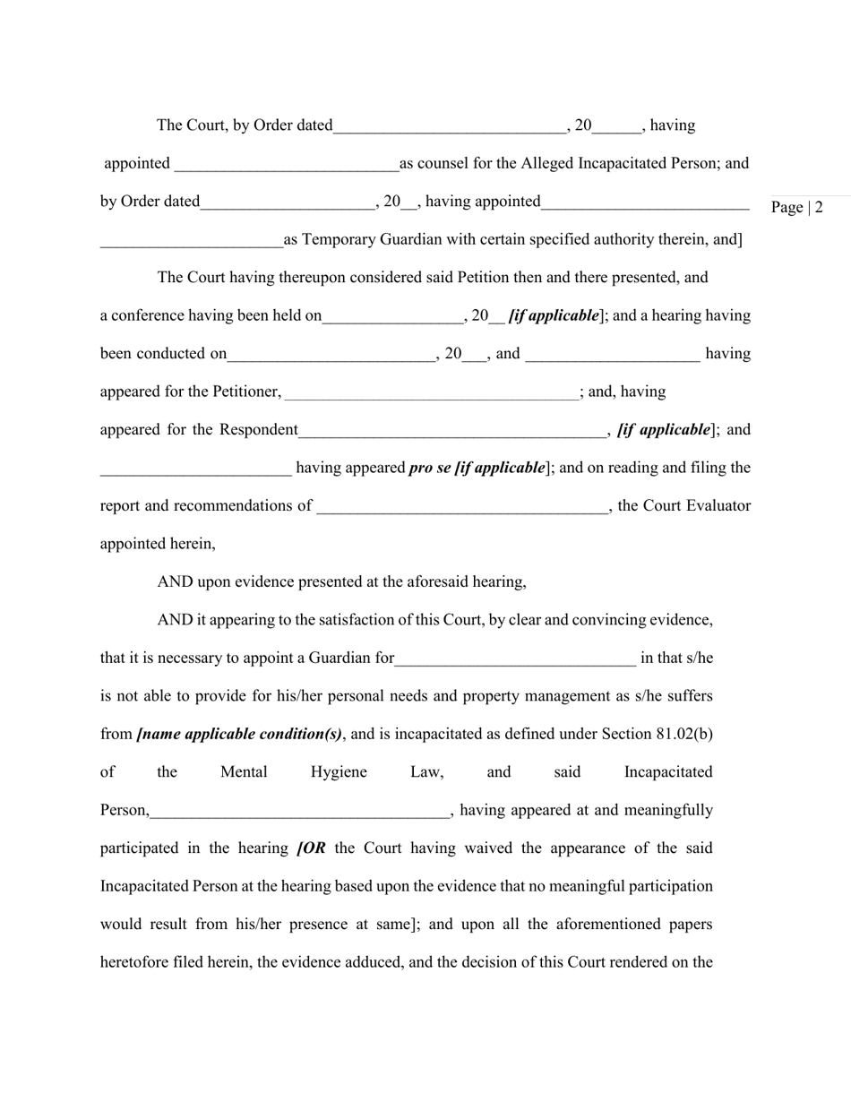 Order and Judgement Appointing Guardian - Nassau County, New York, Page 4