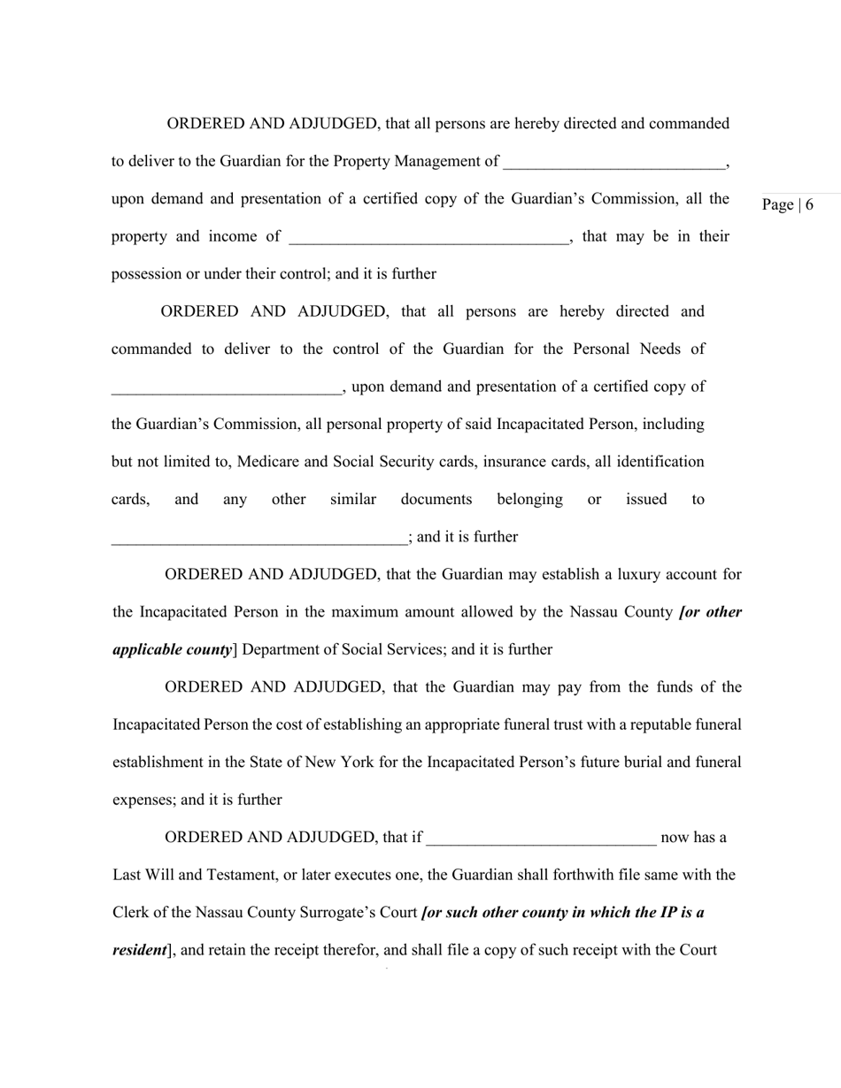 Order and Judgement Appointing Guardian - Nassau County, New York, Page 8