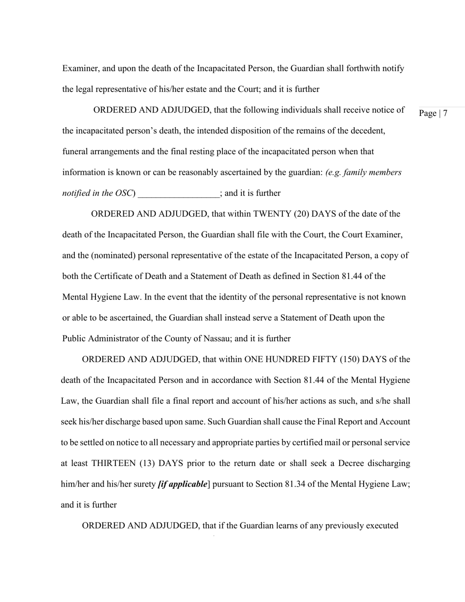 Order and Judgement Appointing Guardian - Nassau County, New York, Page 9