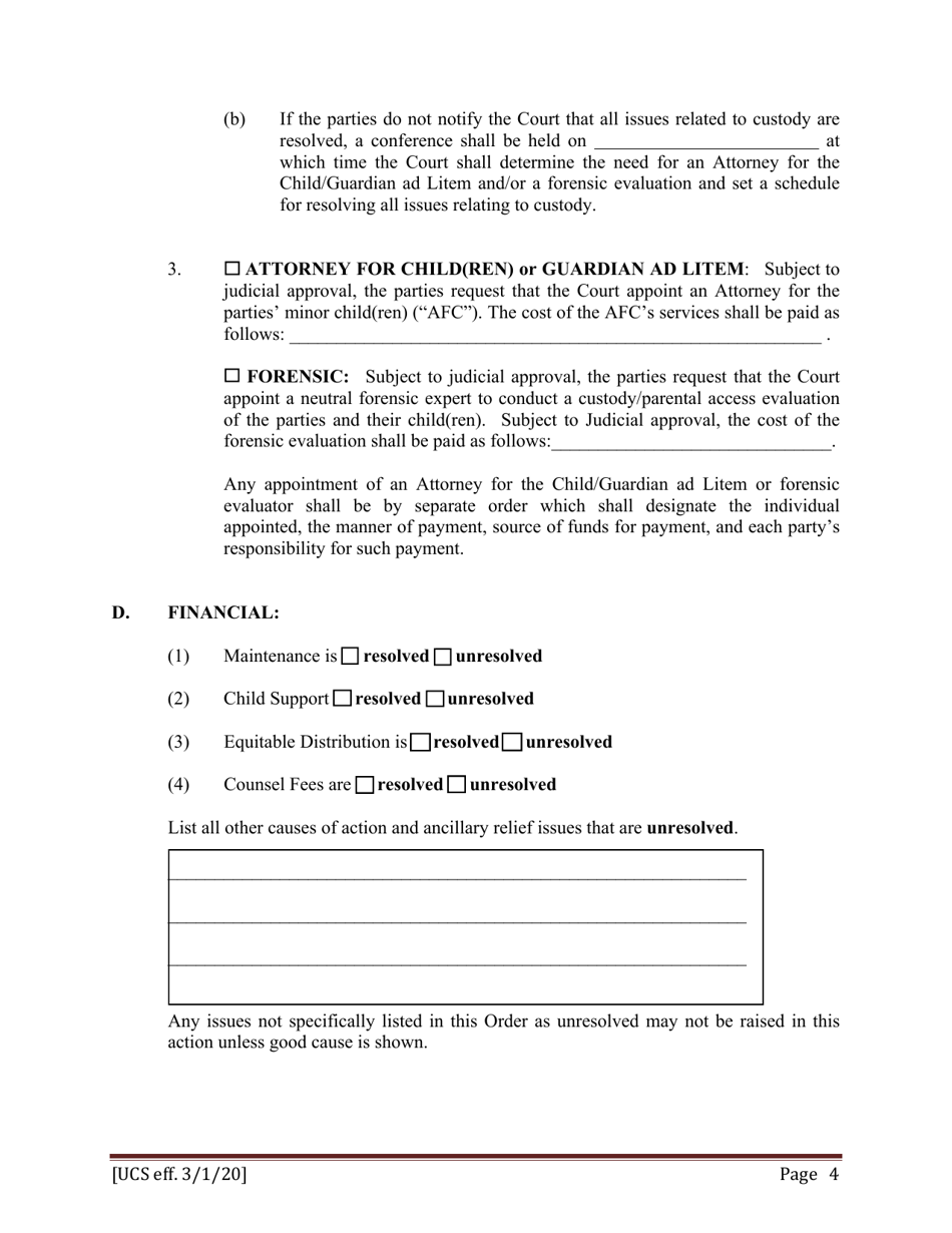 Preliminary Conference Stipulation / Order Contested Matrimonial - New York, Page 4