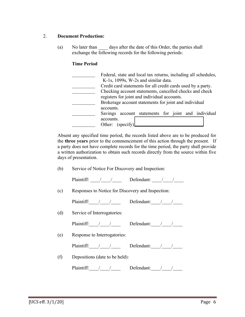 Preliminary Conference Stipulation / Order Contested Matrimonial - New York, Page 6