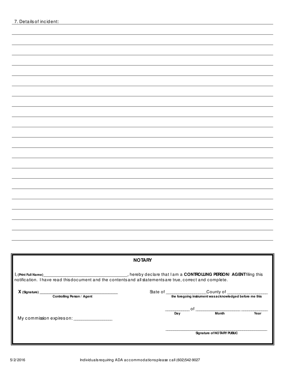 Act of Violence Report - Arizona, Page 2