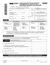 Form NYC-EXT Application for Automatic Extension of Time to File Business Income Tax Returns - New York City