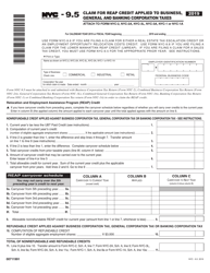 Document preview: Form NYC-9.5 Claim for Reap Credit Applied to Business, General and Banking Corporation Taxes - New York City