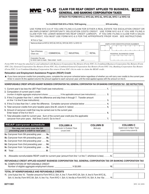 Form NYC-9.5 2019 Printable Pdf