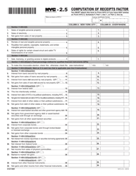 Document preview: Form NYC-2.5 Computation of Receipts Factor - New York City