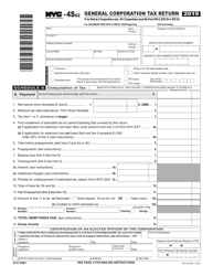 Form NYC-4S-EZ General Corporation Tax Return - New York City