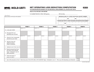 Document preview: Form NYC-NOLD-UBTI Net Operating Loss Deduction Computation (For Individuals, Single-Member Llcs, Estates and Trusts) - New York City