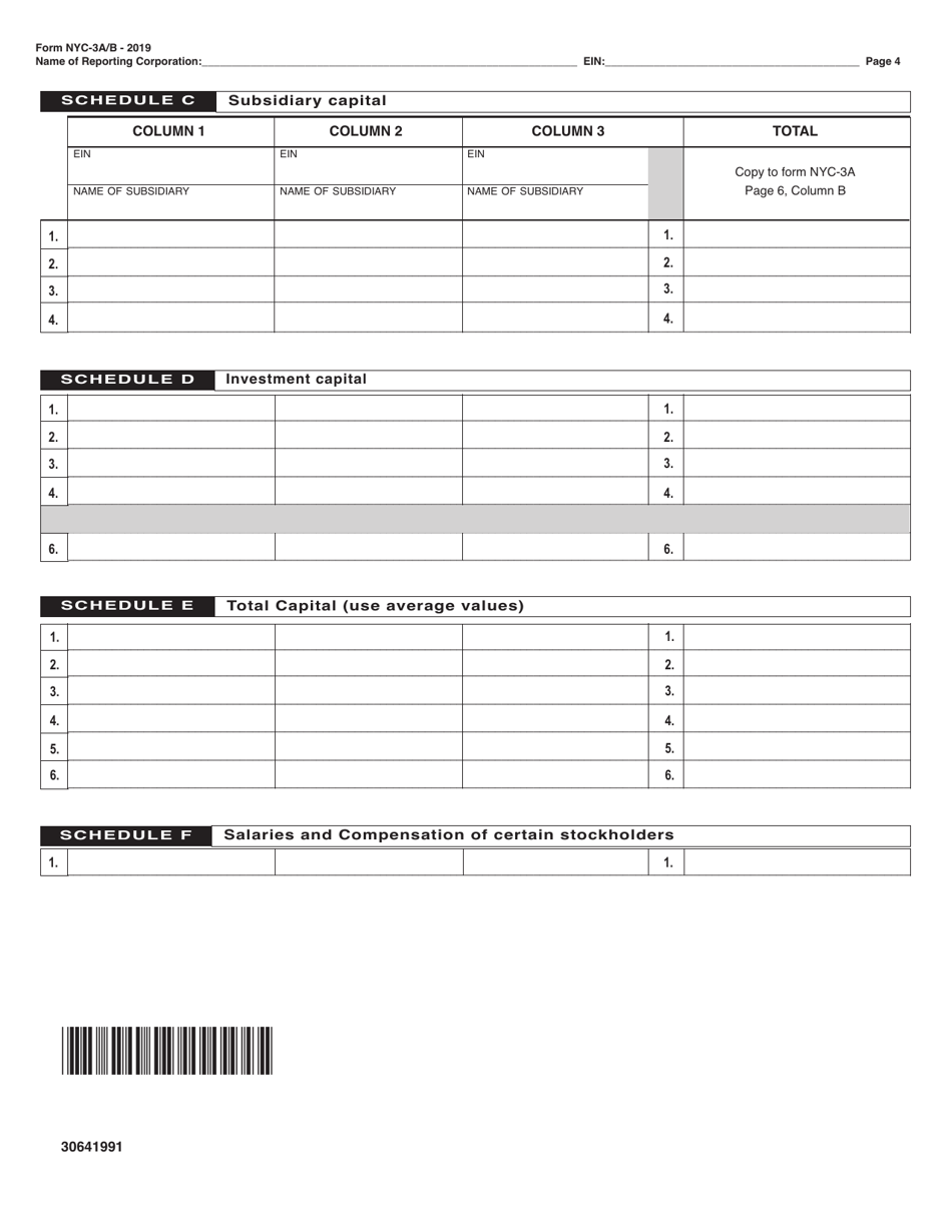 Form NYC-3A / B Subsidiary Detail Spreadsheet Attachment to Form Nyc-3a Combined General Corporation Tax Return - New York City, Page 4