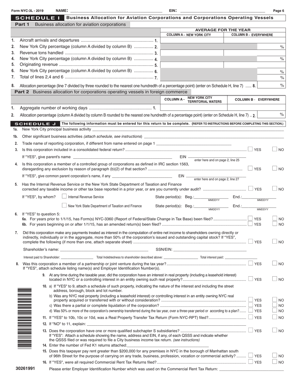 Form NYC-3L General Corporation Tax Return - New York City, Page 6