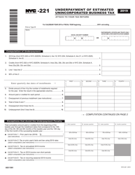 Form NYC-221 Underpayment of Estimated Unincorporated Business Tax - New York City