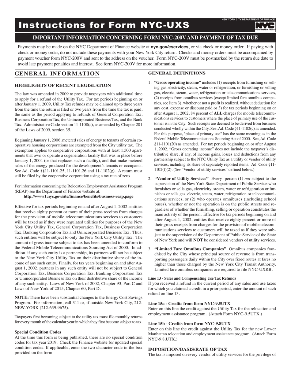 Form NYC-UXS Return of Excise Tax by Vendors of Utility Services - New York City, Page 3