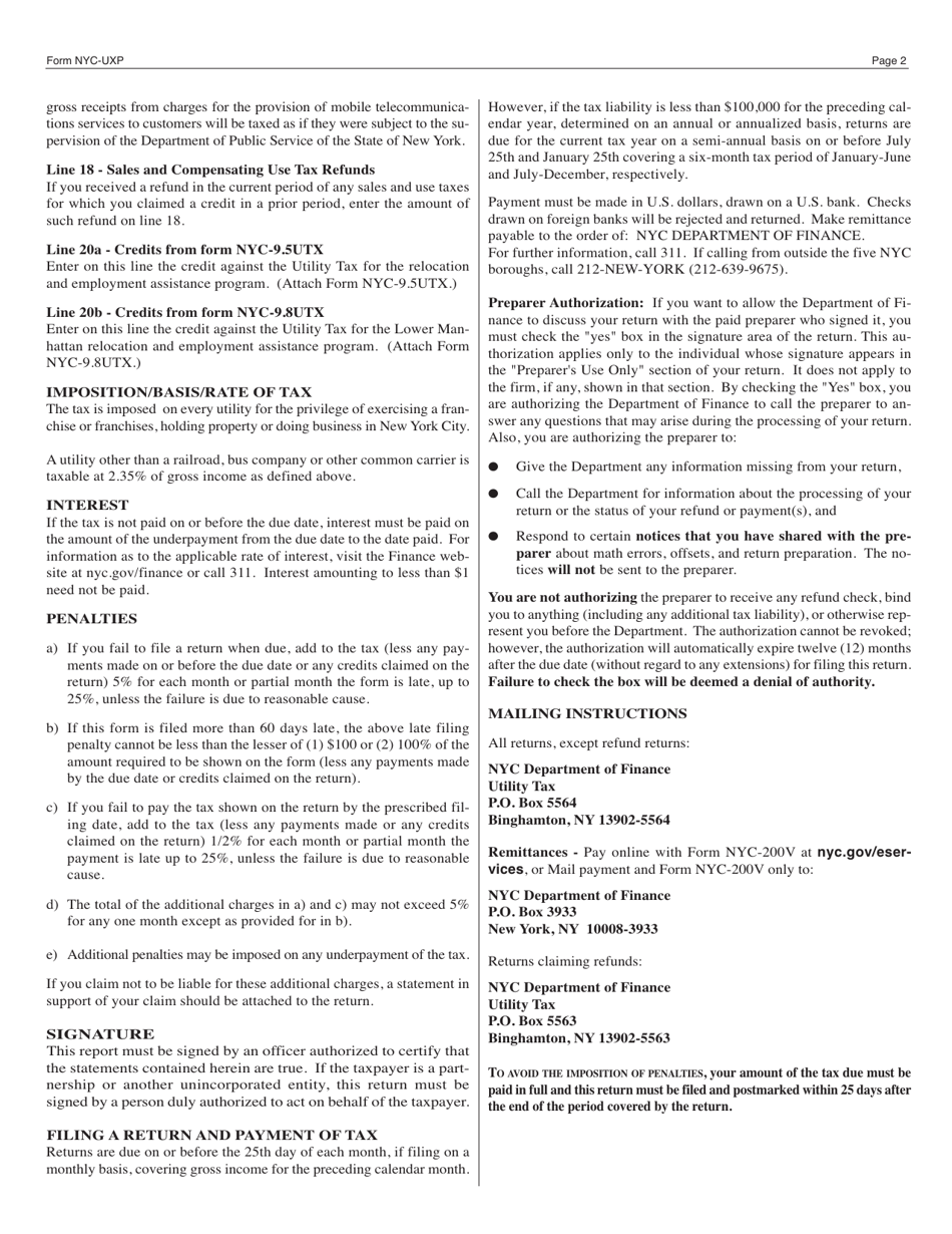 Form NYC-UXP Return of Excise Tax by Utilities - New York City, Page 4