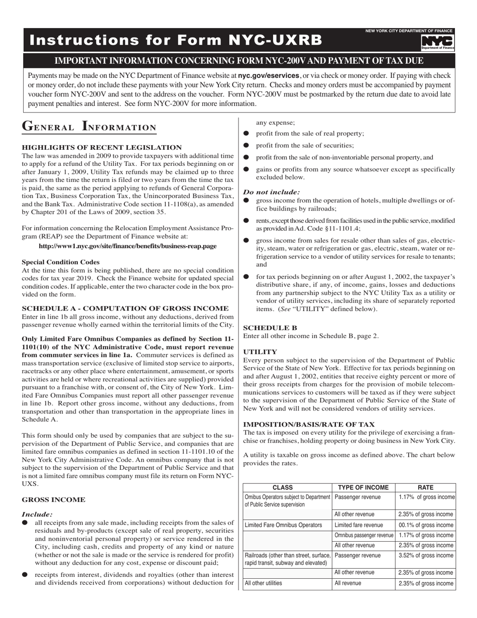 Form NYC-UXRB Return of Excise Tax by Utilities and Limited Fare Omnibus Companies - New York City, Page 3
