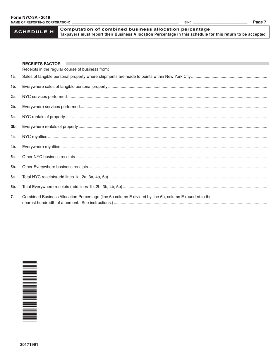 Form NYC-3A Combined General Corporation Tax Return - New York City, Page 7
