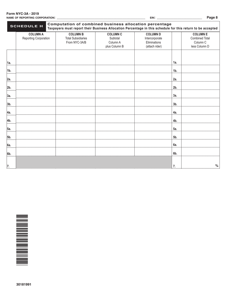Form NYC-3A Combined General Corporation Tax Return - New York City, Page 8