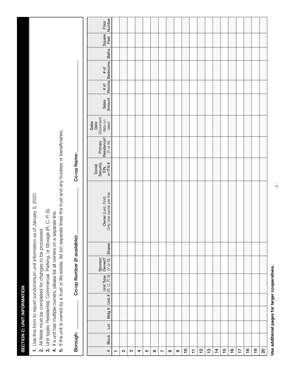 Cooperative Property Tax Abatement Initial Application - New York City, Page 3