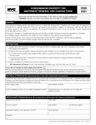 Document preview: Condominium Property Tax Abatement Renewal and Change Form - New York City, 2021