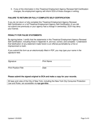 Theatrical Employment Agency Renewal Self-certification - New York City, Page 3