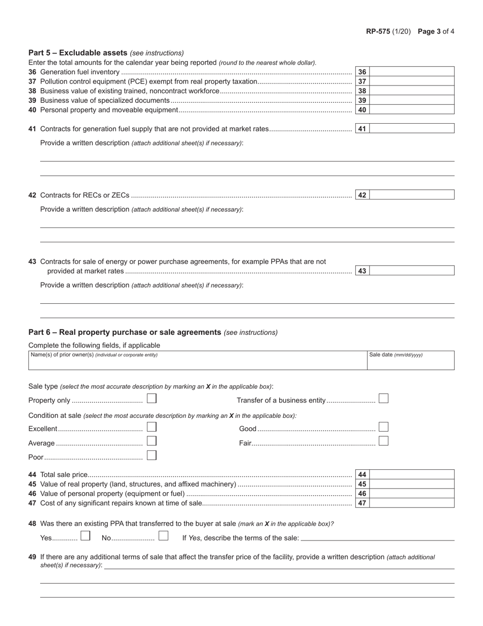 Form RP-575 Annual Report for Electric Generating Facilities - New York, Page 4