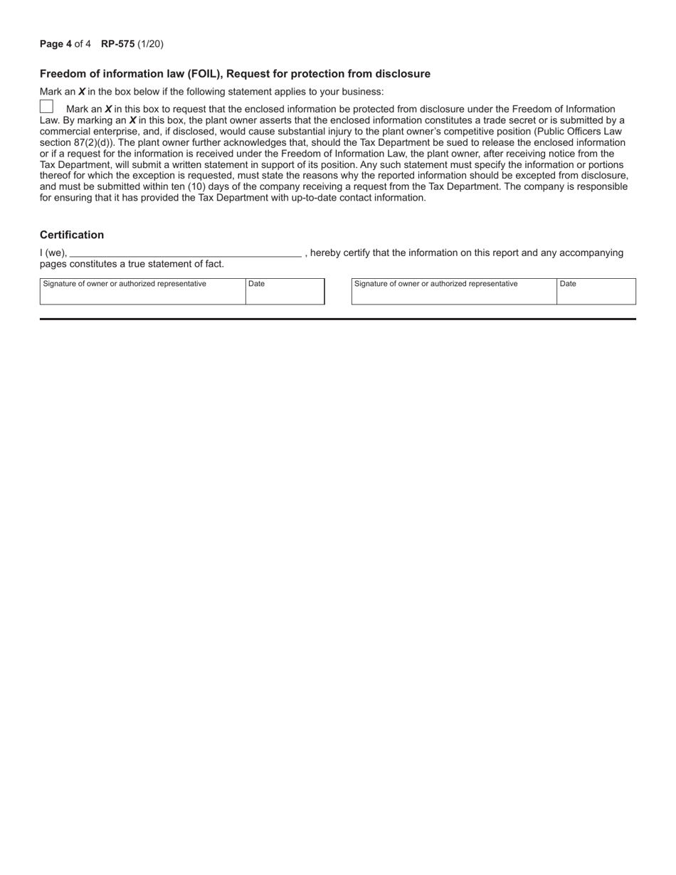 Form RP-575 Annual Report for Electric Generating Facilities - New York, Page 5