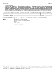Form UB-105 Arizona Initial Claim for Unemployment Insurance - Arizona, Page 3
