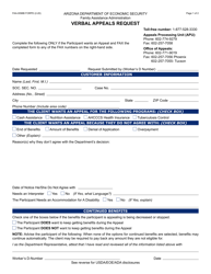 Form FAA-0098B Verbal Appeals Request - Arizona