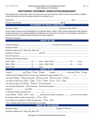 Document preview: Form FAA-1111A Participant Statement Verification Worksheet - Arizona