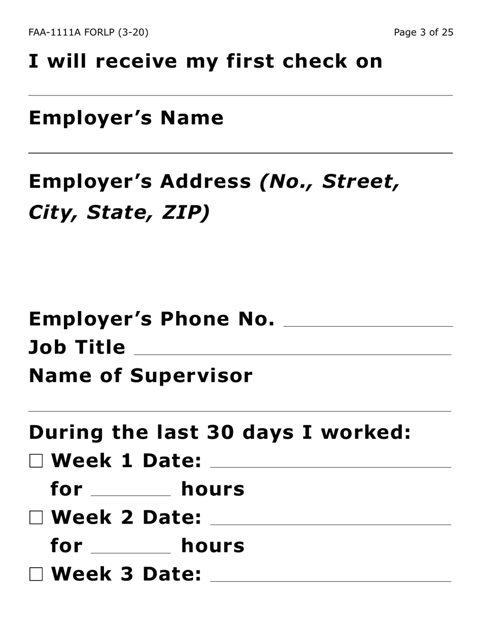 Form FAA-1111A-LP Participant Statement Verification Worksheet (Large Print) - Arizona, Page 3