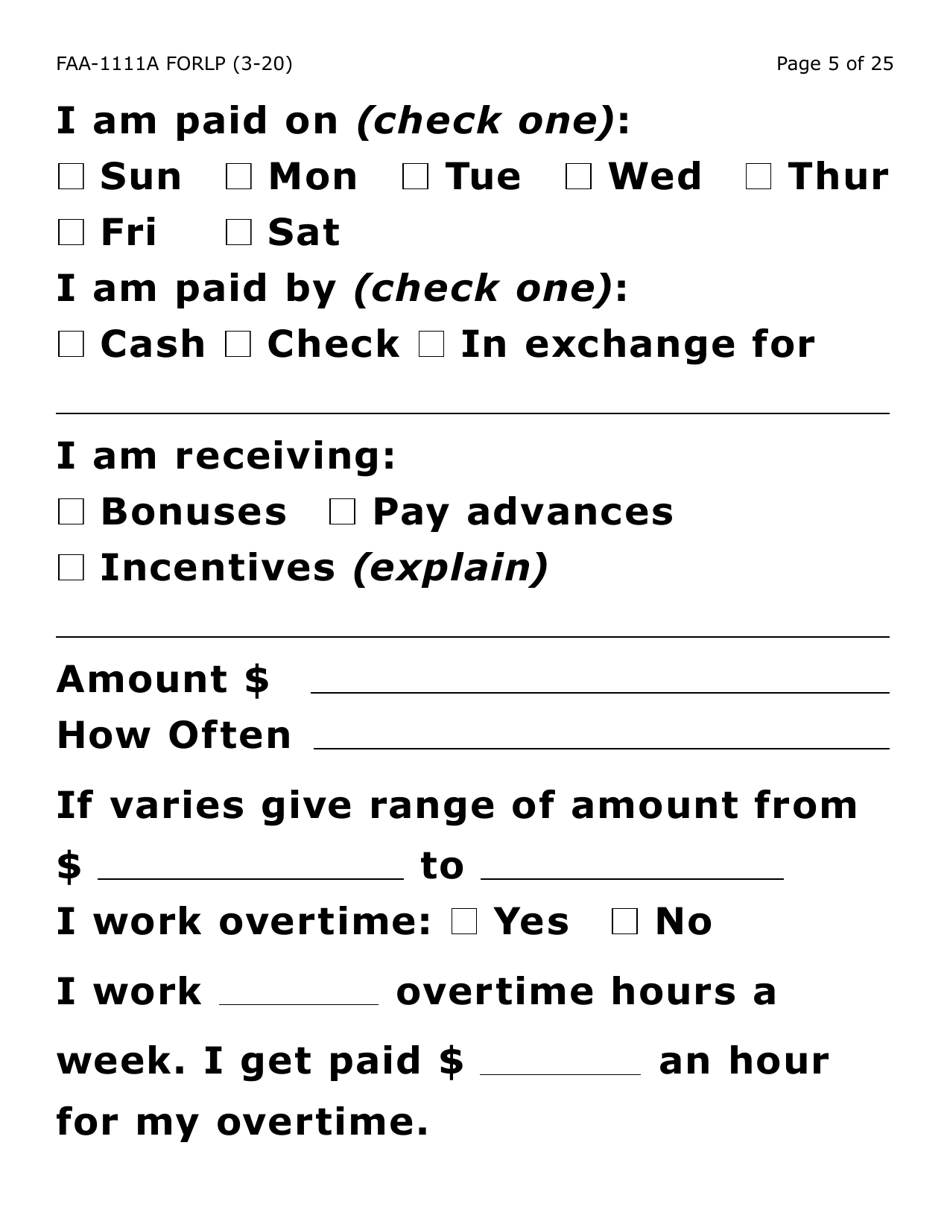 Form FAA-1111A-LP Participant Statement Verification Worksheet (Large Print) - Arizona, Page 5