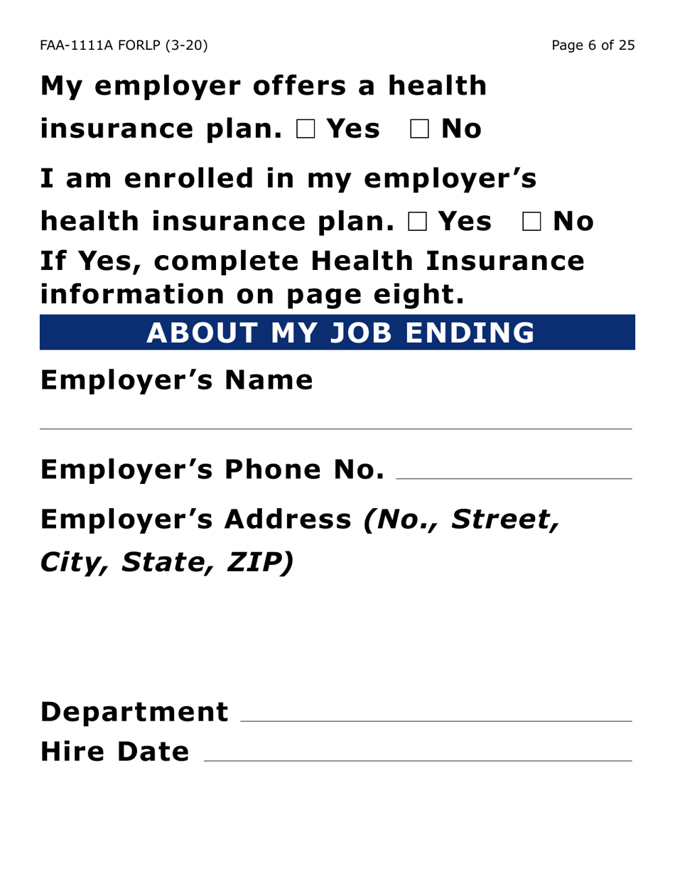 Form FAA-1111A-LP Participant Statement Verification Worksheet (Large Print) - Arizona, Page 6