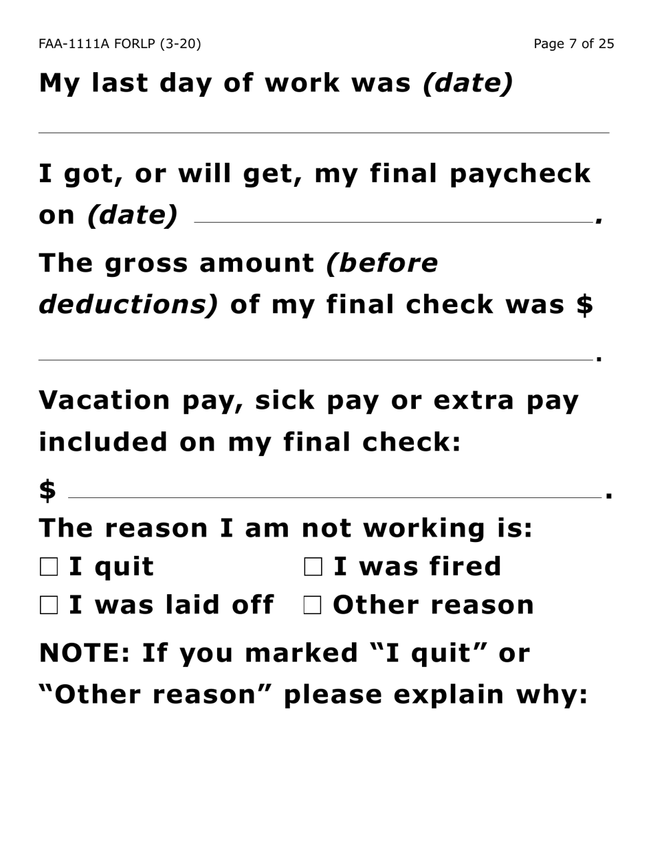 Form FAA-1111A-LP Participant Statement Verification Worksheet (Large Print) - Arizona, Page 7