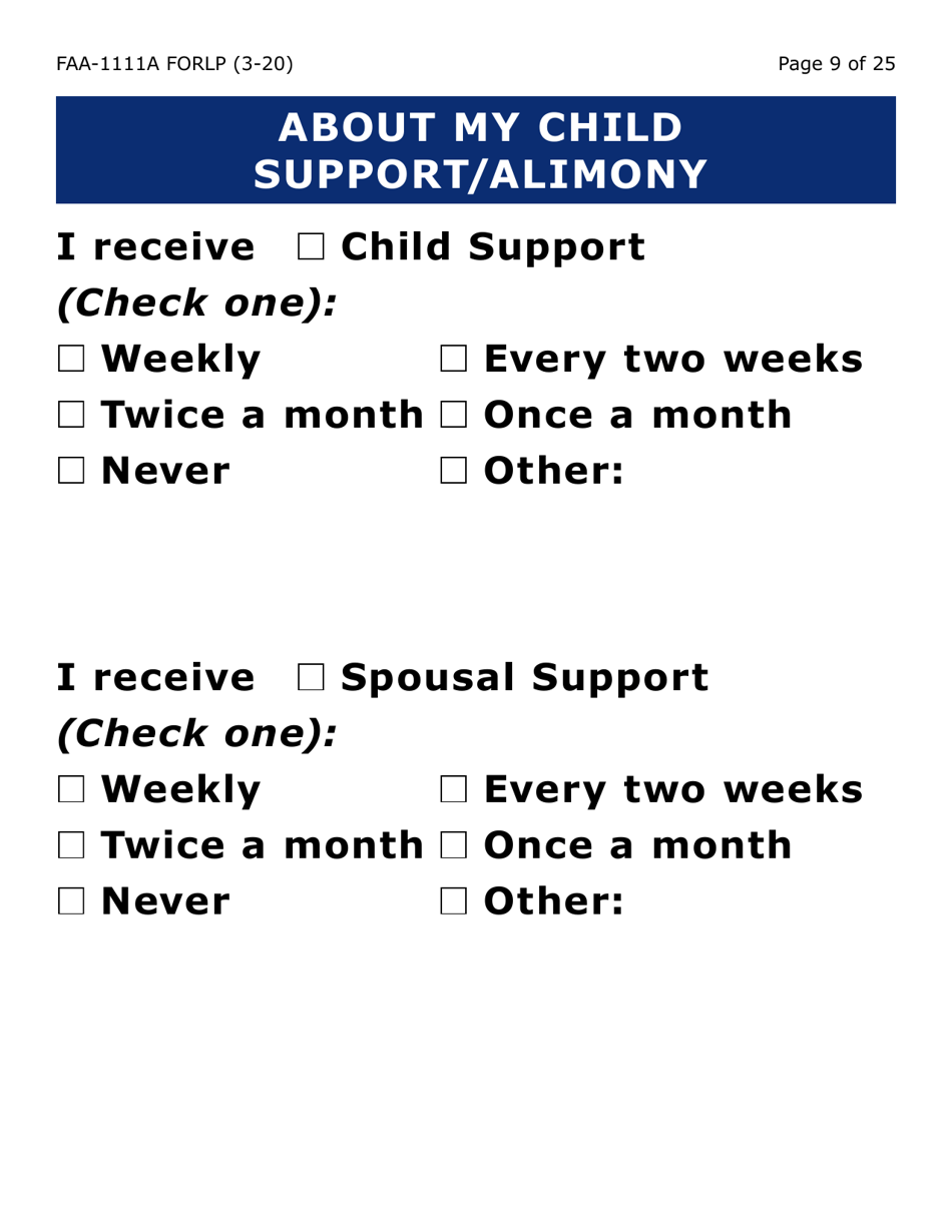 Form FAA-1111A-LP Participant Statement Verification Worksheet (Large Print) - Arizona, Page 9