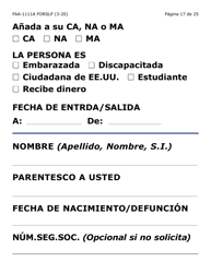 Formulario 1111A-SLP Hoja Para Verificar La Declaracion Del Participante (Letra Grande) - Arizona (Spanish), Page 17