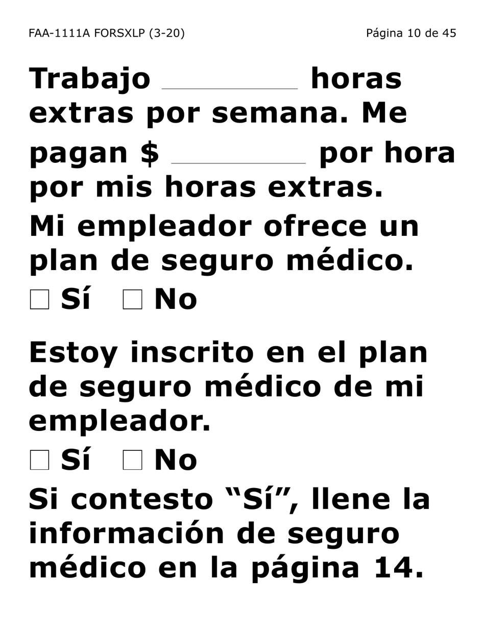 Formulario FAA-1111A-SXLP Hoja Para Verificar La Declaracion Del Participante (Letra Extra Grande) - Arizona (Spanish), Page 10