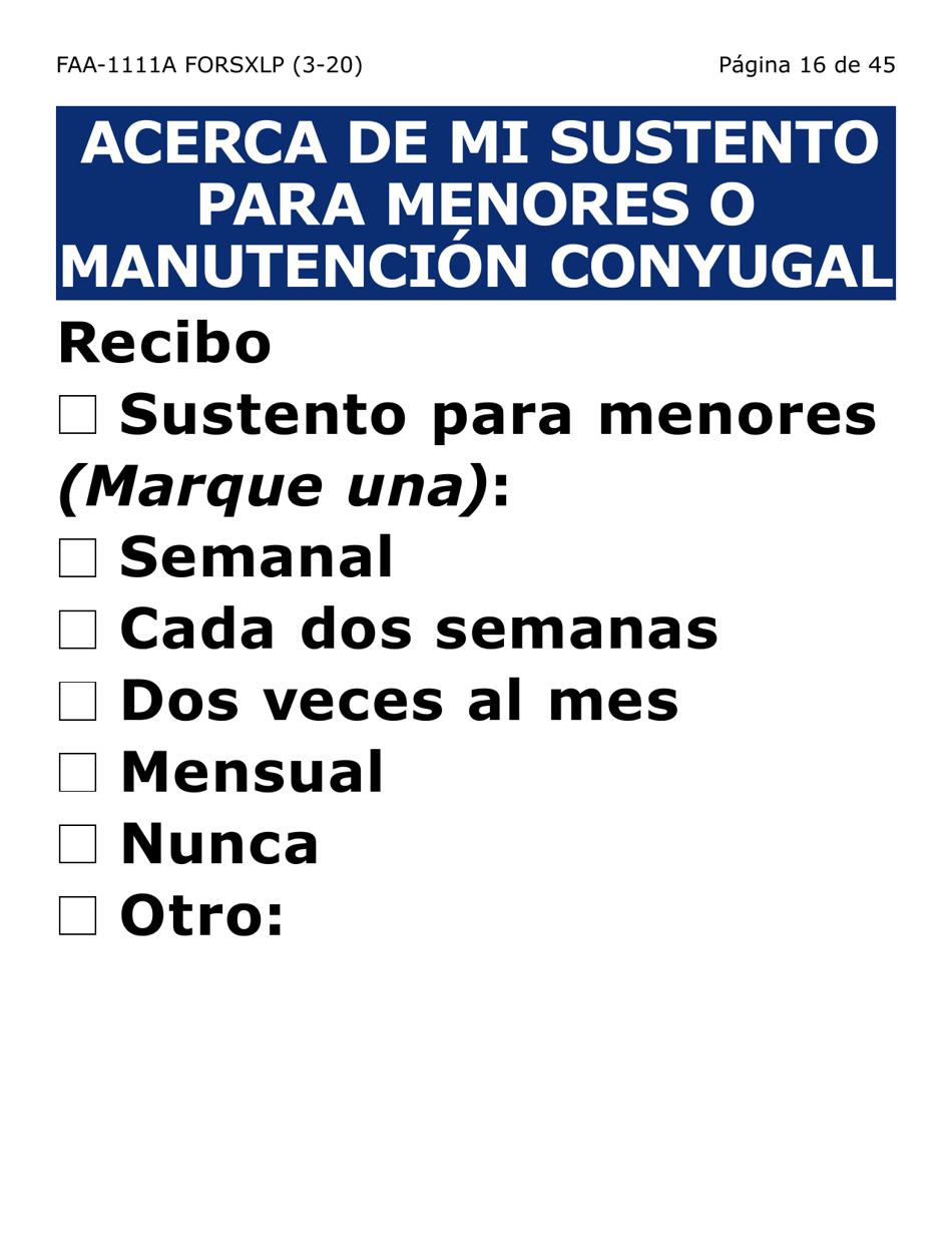 Formulario FAA-1111A-SXLP Hoja Para Verificar La Declaracion Del Participante (Letra Extra Grande) - Arizona (Spanish), Page 16