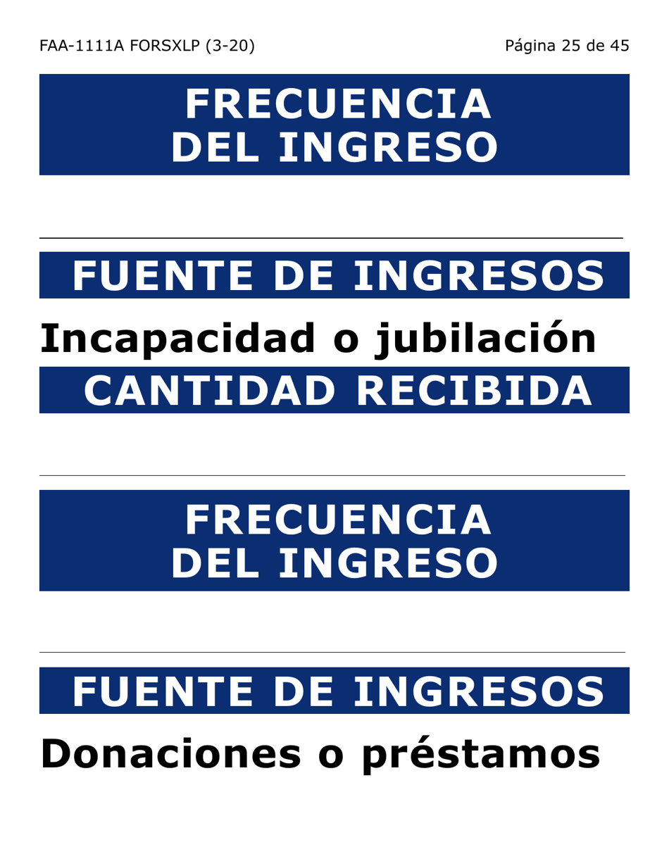 Formulario FAA-1111A-SXLP Hoja Para Verificar La Declaracion Del Participante (Letra Extra Grande) - Arizona (Spanish), Page 25