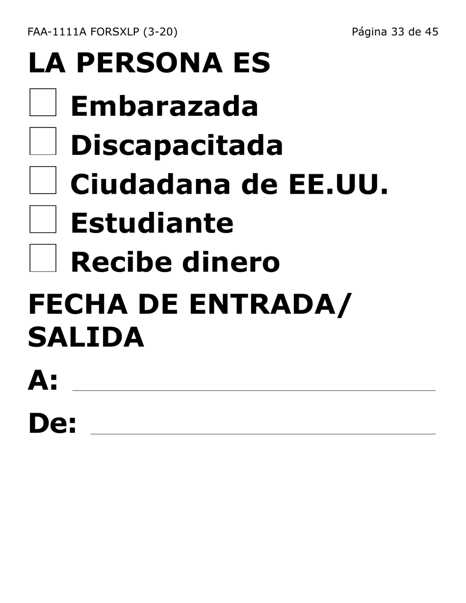 Formulario FAA-1111A-SXLP Hoja Para Verificar La Declaracion Del Participante (Letra Extra Grande) - Arizona (Spanish), Page 33