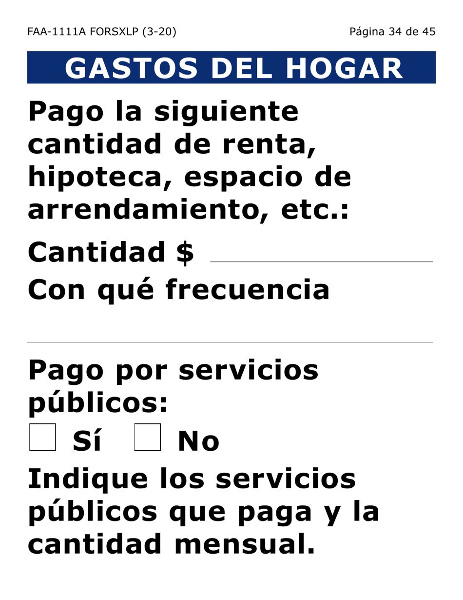 Formulario FAA-1111A-SXLP Hoja Para Verificar La Declaracion Del Participante (Letra Extra Grande) - Arizona (Spanish), Page 34