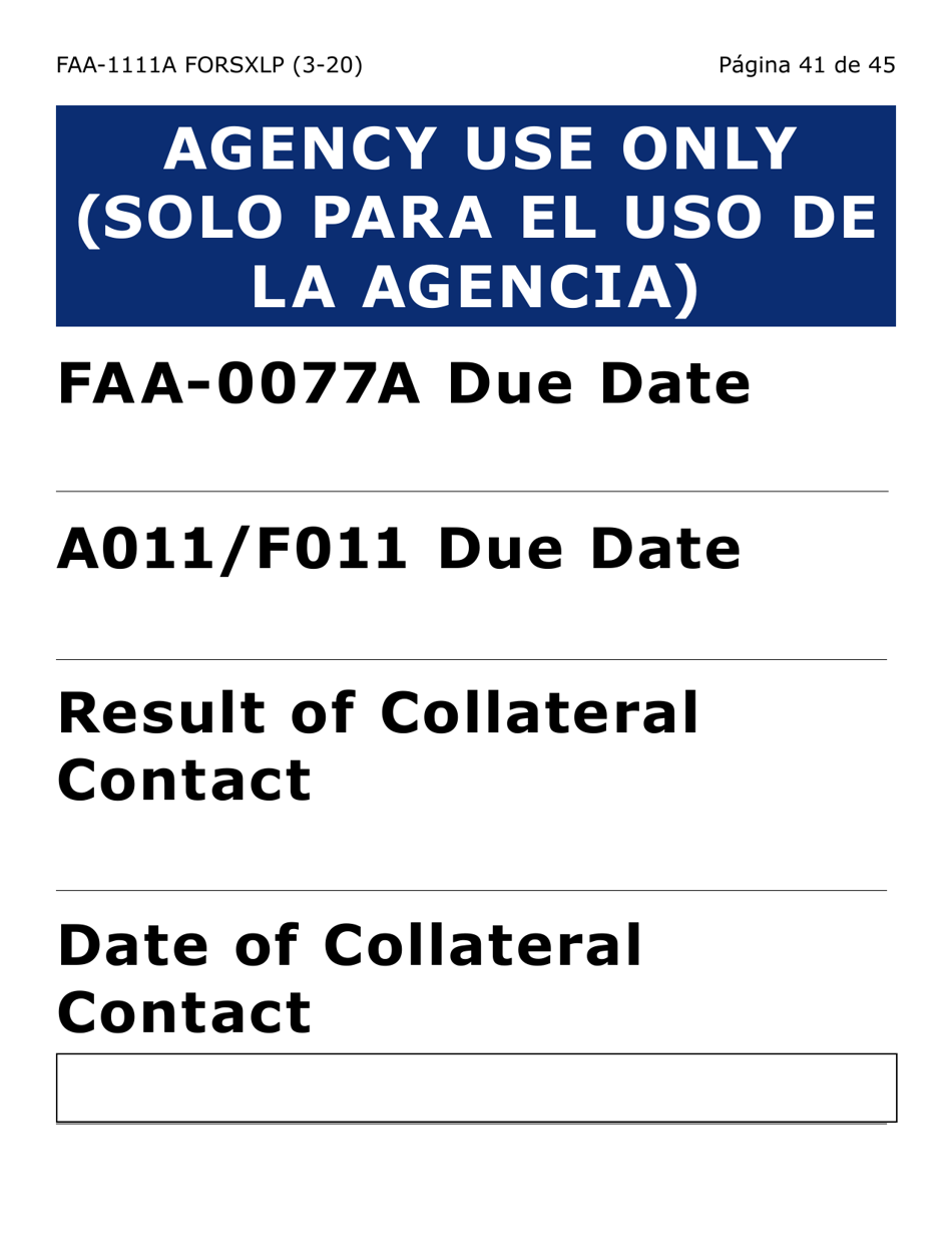 Formulario FAA-1111A-SXLP Hoja Para Verificar La Declaracion Del Participante (Letra Extra Grande) - Arizona (Spanish), Page 41