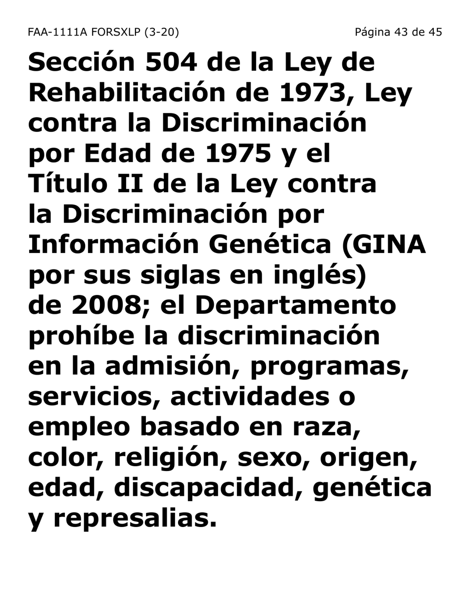 Formulario FAA-1111A-SXLP Hoja Para Verificar La Declaracion Del Participante (Letra Extra Grande) - Arizona (Spanish), Page 43