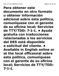 Formulario FAA-1111A-SXLP Hoja Para Verificar La Declaracion Del Participante (Letra Extra Grande) - Arizona (Spanish), Page 44